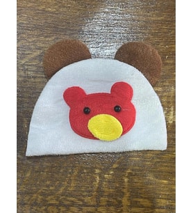 12X10 CM PELUŞ KULAKLI AYI APLİKE ARMA YAMA DİKİŞ AKSESUARI (Beyaz)