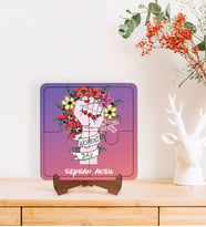 BK Gift Kişiye Özel İsimli Kadınlar Günü Tasarımlı Ahşap Standlı Puzzle Çerçeve-20