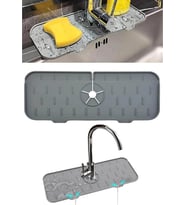 Emici Mat, Silikon Katlanabilir Musluk Sıçrama Koruması Lavabo Damlama Matı Su Tutucu Lavabo Matı Kurutma Matı Mutfak ve Banyo için Lavabo Aksesuarları (Gri)