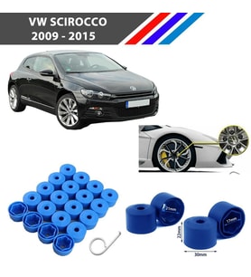 Otozet - VW Scirocco Bijon Civata Kapağı Mavi Renk 20 Adetli Set 17mm 1K06011739B9