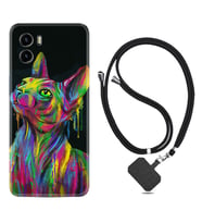 Vivo Y15S Y32 Y33S Y51 Y53S Kılıf Boyun Askılı Silikon Color Cat 1754