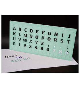 Alvera Alfabe, Rakam ve Cetvel Şablonu – 20 cm 3D Baskı Yazı Çizim Kalıbı - Mint