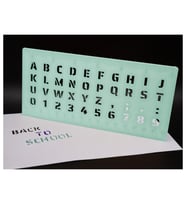 Alvera Alfabe, Rakam ve Cetvel Şablonu – 20 cm 3D Baskı Yazı Çizim Kalıbı - Mint