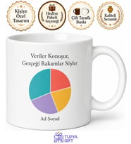 İsimli Pasta Grafiği Desenli İstatistikçi Kupası Hediye Bardak Özel Tasarım