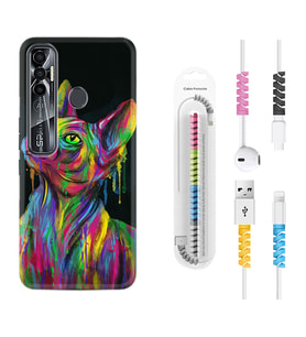 Tecno Spark 6 6 Go 8C 8 Pro 7 7 Pro Kılıf Kablo Koruma Spiral Silikon Color Cat 1754