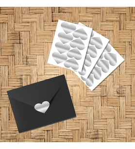 Yapışkanlı Kalp Şekilli Gümüş Sticker Etiket Hediye Paketleme Parti Hediyeleri 24 Adet 3,5x2,5 Cm-T267