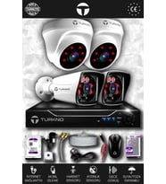 TURKNO 4 Kameralı Karia 2 İç Kamera Set 1 TB HDD Full HD Gece Görüşlü Güvenlik Kamerası Sistemi