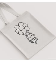 Ham Bez Çanta Balonlu Uçan Kedi Desenli Sevimli Çocuk Omuz Çantası Hediyelik Boyanabilir Kanvas Çanta