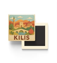 Kilis - Memleket Temalı - Paper Cut Art - Baskılı Buzdolap Magneti Kare - 9x9 cm