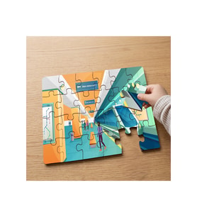 Metro İstasyonunda İnsanlar Tasarımlı 24 Parça Ahşap Çocuk Puzzle MPK0888