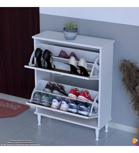 Modilayn UMAY Kapı Önü 72 x 90 x 25, 5 cm’ lik 2 Düşer Kapak 4 Göz Bölmeli Ayakkabılık