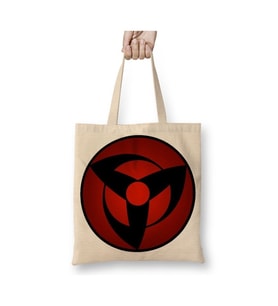 Mangekyou Sharingan Bez Çanta Uzun Saplı Alışveriş Çantası Plaj Çantası (Beyaz)