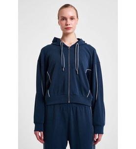 Kadın Fermuarlı Kapüşonlu Sweatshirt 25N-2113 (Lacivert)