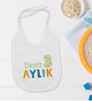 BK Kids Kişiye Özel Aylık Tasarımlı Bebek Mama Önlüğü - Model 1