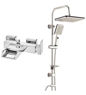 ECA Natura Banyo Bataryası+T-MAY Banyo Sümbül Kare Tepe Duş Takımı Seti Paslanma (Krom)