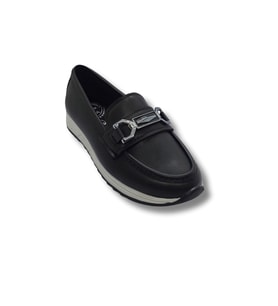Kadın Siyah Taşlı Tokalı Comfort Loafer Ayakkabı, Rahat Taban, Düz Kadın Babet Ayakkabı tarzkldüztas1