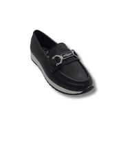 Kadın Siyah Taşlı Tokalı Comfort Loafer Ayakkabı, Rahat Taban, Düz Kadın Babet Ayakkabı tarzkldüztas1