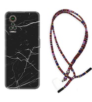 General Mobile GM 21 Pro GM 22 Pro Plus Kılıf Boyun Asklı Rasta Silikon Siyah Mermer 1299