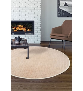 Dijidekor Halı Vizon Stylish Yıkanabilir Yuvarlak Kesme İnce Yolluk Kilim Salon Halısı Modelleri (Açık Vizon)