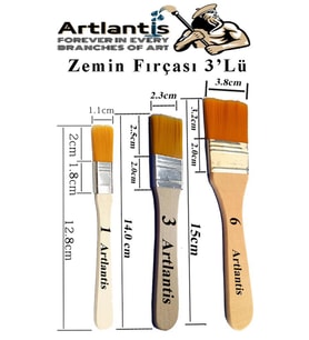 3'lü Zemin Fırça Seti 1 Paket 1-3-6 Numara Zemin Fırçası Akrilik Boya Yağlı Boya Guaj Boya Sulu Boya Sanatsal (Natural)