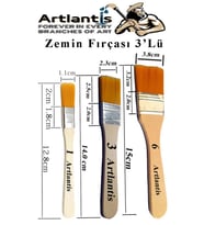 3'lü Zemin Fırça Seti 1 Paket 1-3-6 Numara Zemin Fırçası Akrilik Boya Yağlı Boya Guaj Boya Sulu Boya Sanatsal (Natural)