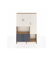 Arges Dolap 6 Raflı 3 Çekmeceli 3 Kapaklı 132x30x195 Çam-Aytaşı/Antrasit