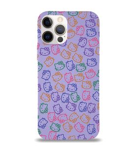 Apple iPhone 12 Pro Uyumlu Lansman Kılıf Hello Kitty Tasarımlı İçi Kadife Kapak-Lila (Şeffaf)