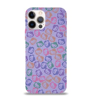 Apple iPhone 12 Pro Uyumlu Lansman Kılıf Hello Kitty Tasarımlı İçi Kadife Kapak-Lila (Şeffaf)