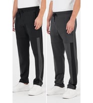 Erkek Siyah-Antrasit Standart Fit Normal Kesim Düz Paça Cep Fermuarlı Rahat Jogger 2'li Eşofman Altı