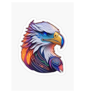 Renkli Kartal Sticker Araba, Motorsiklet, AraçEtiket Cam Sticker 19CM