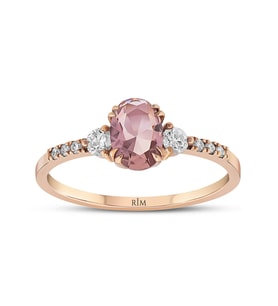 0.75 Karat Laboratuvar Pırlanta Morganite Yüzük - HRD Sertifikalı