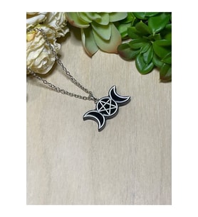 Gotik Pentagram Ay Kolye Aksesuar (Gümüş)
