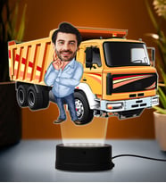 Doğum Günü Hediyesi,Sevgiliye Hediye, Kişiye Özel Fotoğraflı Kamyon Tasarımlı Karikatür 3D Led Lamba (Beyaz)