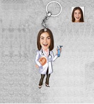 Kişiye Özel KBB Doktoru Kadın Ahşap Anahtarlık-1