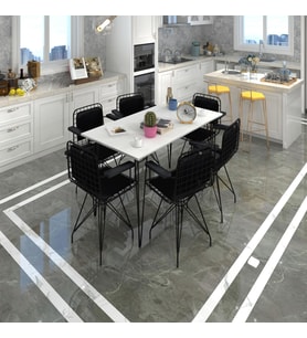Knsz masa sandalye takımı hem75mazlum byzsyh 130*070 klçsm 6 sandalye syhsyh kolçaklı sırt minderli