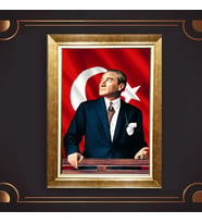 Altın Varaklı Çerçeveli Paspartulu Atatürk Tablo z5096 (Gold)