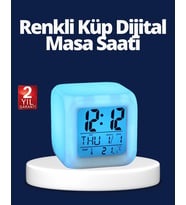 Renk Değiştiren Led Alarmlı Dijital Küp Masa Saati