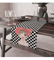 Alkanhomes Fashion Girl Temalı Lazer Kesimli Dijital Baskılı Dekoratif Runner