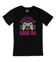 Mor Keep Calm Game On Siyah Tişört