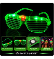 LED Işıklı Panjur Parti Gözlüğü Yeşil Renk Shutter Gözlük