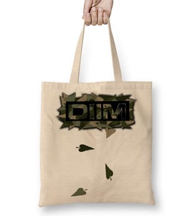 Logo Dıım floral Camuflado Bez Çanta Uzun Saplı