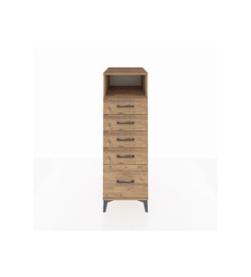 Kronos Dolap Tek Raflı 5 Çekmeceli 44x59x134 Çam-Çam