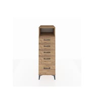 Kronos Dolap Tek Raflı 5 Çekmeceli 44x59x134 Çam-Çam