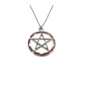 Kırmızı Pentagram Wicca Sembol Figürlü Unisex Kolye – 60 cm Zincirli Gotik, Spiritüel Tasarım