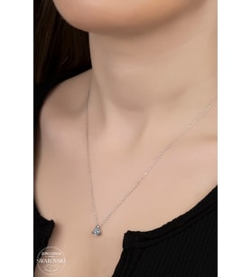 SWAROVSKİ CRYSTAL TEK TAŞ  925 AYAR GÜMÜŞ KOLYE