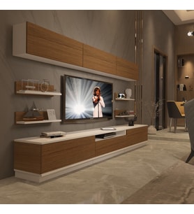 Decoraktiv Trendstyle 8YS Slm Tv Ünitesi Tv Sehpası - Beyaz Ceviz (Beyaz - Ceviz)