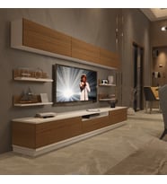 Decoraktiv Trendstyle 8YS Slm Tv Ünitesi Tv Sehpası - Beyaz Ceviz (Beyaz - Ceviz)