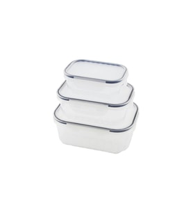 3PCS QUİCK SIZDIRMAZ SAKLAMA KABI SETİ ŞEFFAF KAP - BUĞULU-CONTALI KAPAK  500-1000-1700ML (5343)