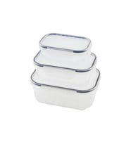 3PCS QUİCK SIZDIRMAZ SAKLAMA KABI SETİ ŞEFFAF KAP - BUĞULU-CONTALI KAPAK 500-1000-1700ML (5343)