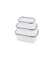 3PCS QUİCK SIZDIRMAZ SAKLAMA KABI SETİ ŞEFFAF KAP - BUĞULU-CONTALI KAPAK  500-1000-1700ML (5343)